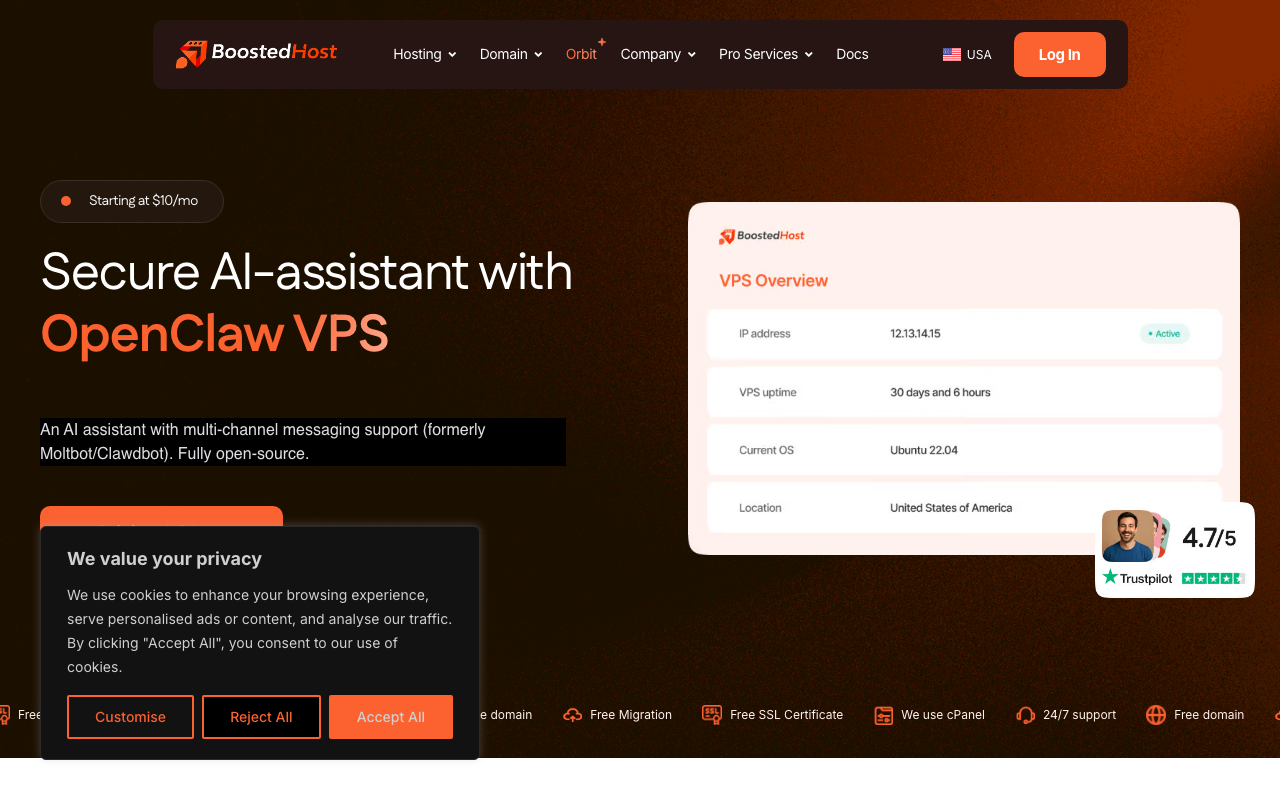 BoostedHost homepage screenshot