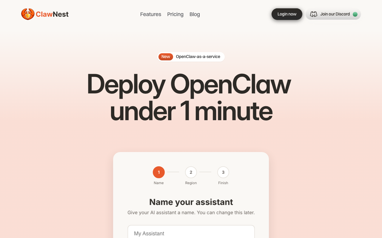 ClawNest homepage screenshot