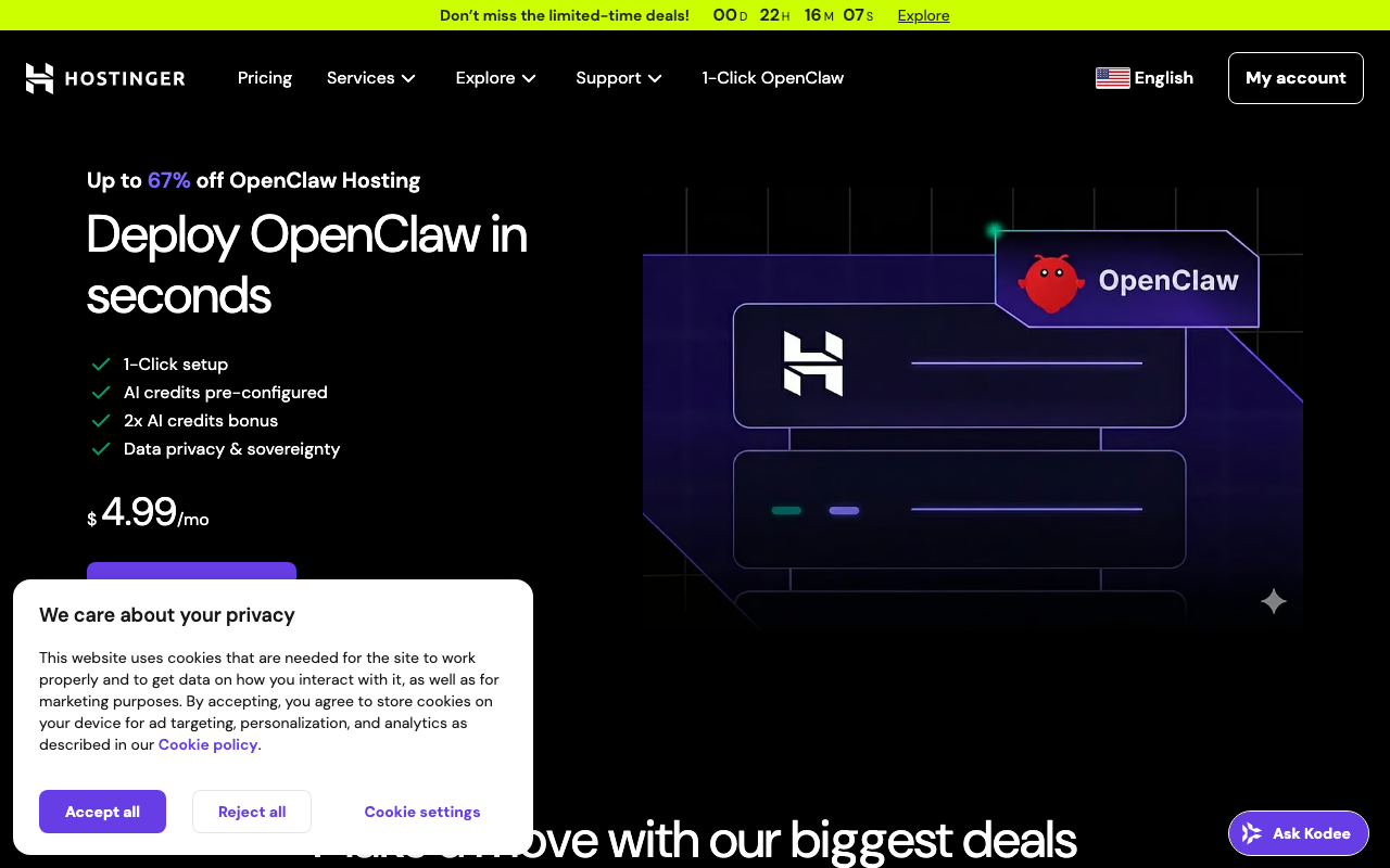 Hostinger homepage screenshot