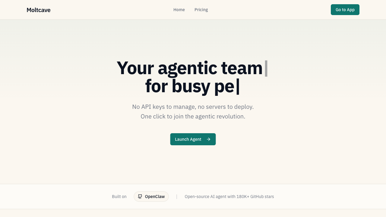 MoltCave AI homepage screenshot