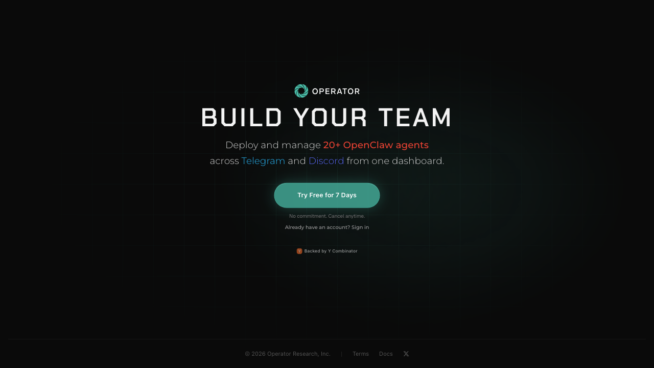 Operator.io homepage screenshot